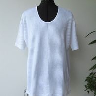 NEU: Damen Pulli Gr. 48 50 Shirt weiß Glanz Ripp Tunika Hemd T-Shirt Pullover XL