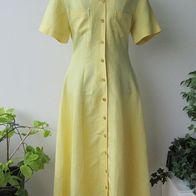 NEU Leinen Kleid Gr. 36 gelb "Fabiani" lang Sommer Hemd Blusen Mantel Cocktail
