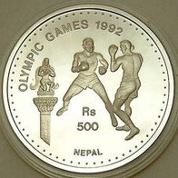 NEPAL Silber PP/ Proof 500 Rupee 1992 Olympia "BOXEN"