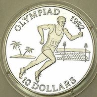 Salomonen Silber PP/ Proof 10 Dollars 1991 Olympia "LÄUFER"
