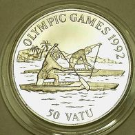 Vanuatu Silber PP/ Proof 50 Vatu 1992 Olympia "KANUTEN"