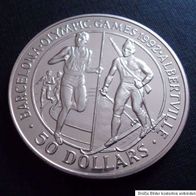 Cook-Inseln Silber PP/ Proof 50 Dollars 1989Olympia "BIATHLET u. Marathon" Selten