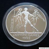 Seychellen Silber PP/ Proof 25 Rupees 1993 Olympia "TURNERIN/ Schwebebalken"