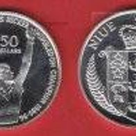 NIUE Islands Silber PP/ Proof 50 Dollars 1987 Tennis "Boris Becker" Selten