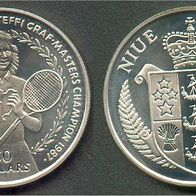 NIUE Islands Silber PP/ Proof 50 Dollars 1988 Tennis "Steffi Graf" Selten