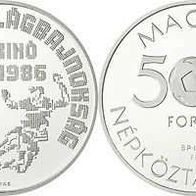 UNGARN Silber Proof/ PP 500 Forint 1986 Fußball-WM in Mexiko "Spielszene"