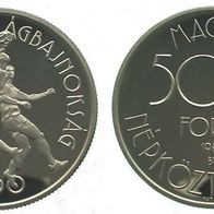 UNGARN Silber Proof/ PP 500 Forint 1989 Fußball-WM in Italien "Spieler u. Torwart"
