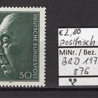 BRD / Bund 1976 100. Geburtstag von Konrad Adenauer MiNr. 876 postfrisch