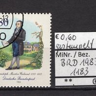 BRD / Bund 1983 250. Geburtstag von Christoph Martin Wieland MiNr. 1183 gestempelt