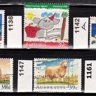 Australien Mi. Nr. 1127A + 1136 + 1142A + 1146 + 1147 + 1161 o <
