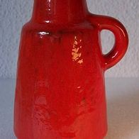 Rote Keramik- Henkelvase mit Reliefstruktur, 60ger Jahre
