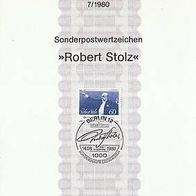Ersttagsblatt 7/1980 Berlin - Robert Stolz