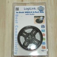 LogiLink® In-Desk USB2.0 4 Port Hub mit Audio Einbau Hub 80 mm