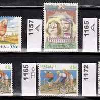 Australien Mi. Nr. 1146 + 1147 + 1157A + 1165A + 1165Do + 1172 o <