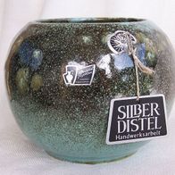 Silberdistel Fayencen / Keramik Kugelvase, 60er Jahre
