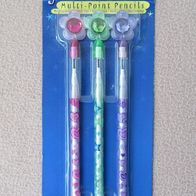 3er Pack Bleistifte "Glitter" ohne Anspitzen Non-Sharpening Multi-Point Pencil
