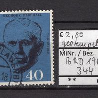 BRD / Bund 1960 1. Todestag von Gerge C. Marshall MiNr. 344 gestempelt -1-