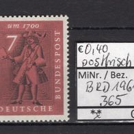 BRD / Bund 1961 Ausstellung Der Brief im Wandel von 5 Jahrhunderten MiNr. 365 postfr.