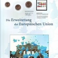 Numisblatt Die Teilung Europas ist überwunden 1 + 2 + 5 cent Münze 2004 #374