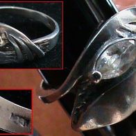 925 Silber Ring (Ø ca.16 mm.) von "AS" mit weißem Stein
