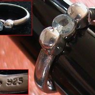 925 Silber Ring (Ø ca.16,5 mm) mit Blauem Stein aus Litauen