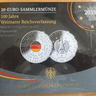 20 Euro Münze PP - 100 Jahre Weimarer Reichsverfassung -