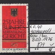 BRD / Bund 1976 25 Jahre Bundesverfassungsgericht, Karlsruhe MiNr. 879 gestempelt -2-