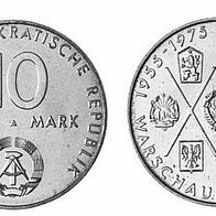 DDR 10 Mark 1975 "20 Jahre Warschauer Vertrag " f. stgl.