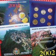 San Marino 2002 erster Euro-Münzsatz KMS im org. Folder * *