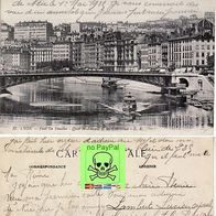 Lyon , Pont la Feuillee - Quai St. Vincent et Cartreux - E. R . 1919,