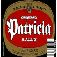 Bieretikett "Cerveza Patricia" Compania SALUS S.A. Montevideo Uruguay Südamerika