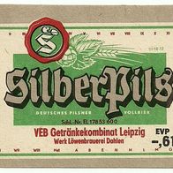 DDR Bieretikett "Silber-Pils" Getränkekombinat Leipzig Werk Löwenbrauerei Dahlen