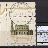 BRD / Bund 2001 250 Jahre Katholische Hofkirche, Dresden MiNr. 2196 gestempelt Ecke