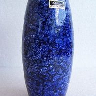 Blaue Keramikvase mit Reliefoberfläche, Scheurich- europ linie 50ger Jahre