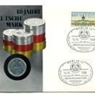 Numisbrief "40 Jahre Deutsche Mark" m. 1 DM BRD 1988 versilbert, #377