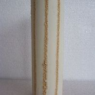 Zylindrische, beige Keramikvase mit Lavastreifen, Amano-Keramik