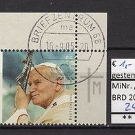 BRD / Bund 2005 Tod von Papst Johannes Paul II. MiNr. 2460 gestempelt Eckrand -1-