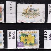 Australien Mi. Nr. 1647 BA + 1785 + 1807 + 1809 BA + 1810 BA + 1812 BA o <