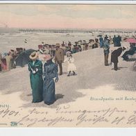 Norderney, Strandpartie mit Seesteg, 1901, Nordsee