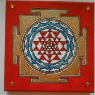 Sri-Yantra, Wohlstand, Acryl auf Leinwand, Original,20x20cm