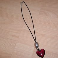 Damen-Collier/ Halskette , Leder mit Acrylherz