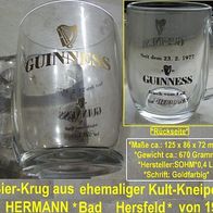 Guinness-Bier-Krug aus ehem. Kultkneipe Bad Hersfeld + Aufschrift: Bei Hermann 1977