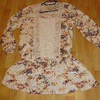 Kaffe Kleid Tunika beige Blumen Spitze Langarmweich und angenehm Gr 38