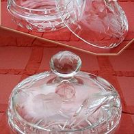 KristallSchale mit Deckel / Schmuckdose geschliffen mit Rosen * Bonboniere