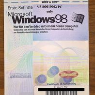 Windows 98 - Bestriessystem-Handbuch mit Product Key - Microsoft Lizenz-Schlüssel