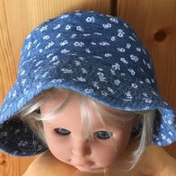 Jeanshut Gr. 52 mit weißen Blumen