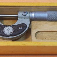 DDR Bügelmessschraube Mikrometer 0-25mm Feinmessschraube VEB Feinmesszeugfabrik
