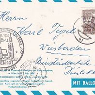 Österreich Pro Juventute Ballonpost Nr. 21 - Sudentendeutscher Tag 1959