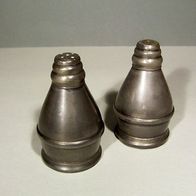 2 x ZINN England Salzstreuer & Pfefferstreuer, Four Hall Marks OLD English PEWTER