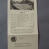 Weinliste 1920 Naturwein Import Gesellschaft NIG Koblenz, Bordeaux, Chateau WEIN